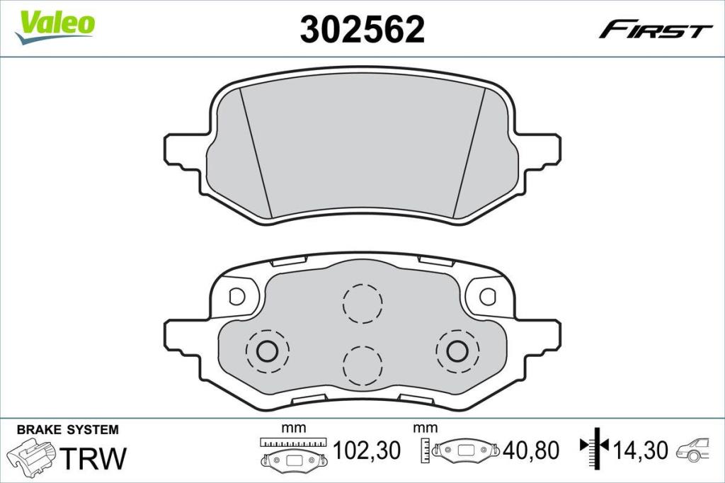 Jeu de 4 plaquettes de frein VALEO ref. 302562